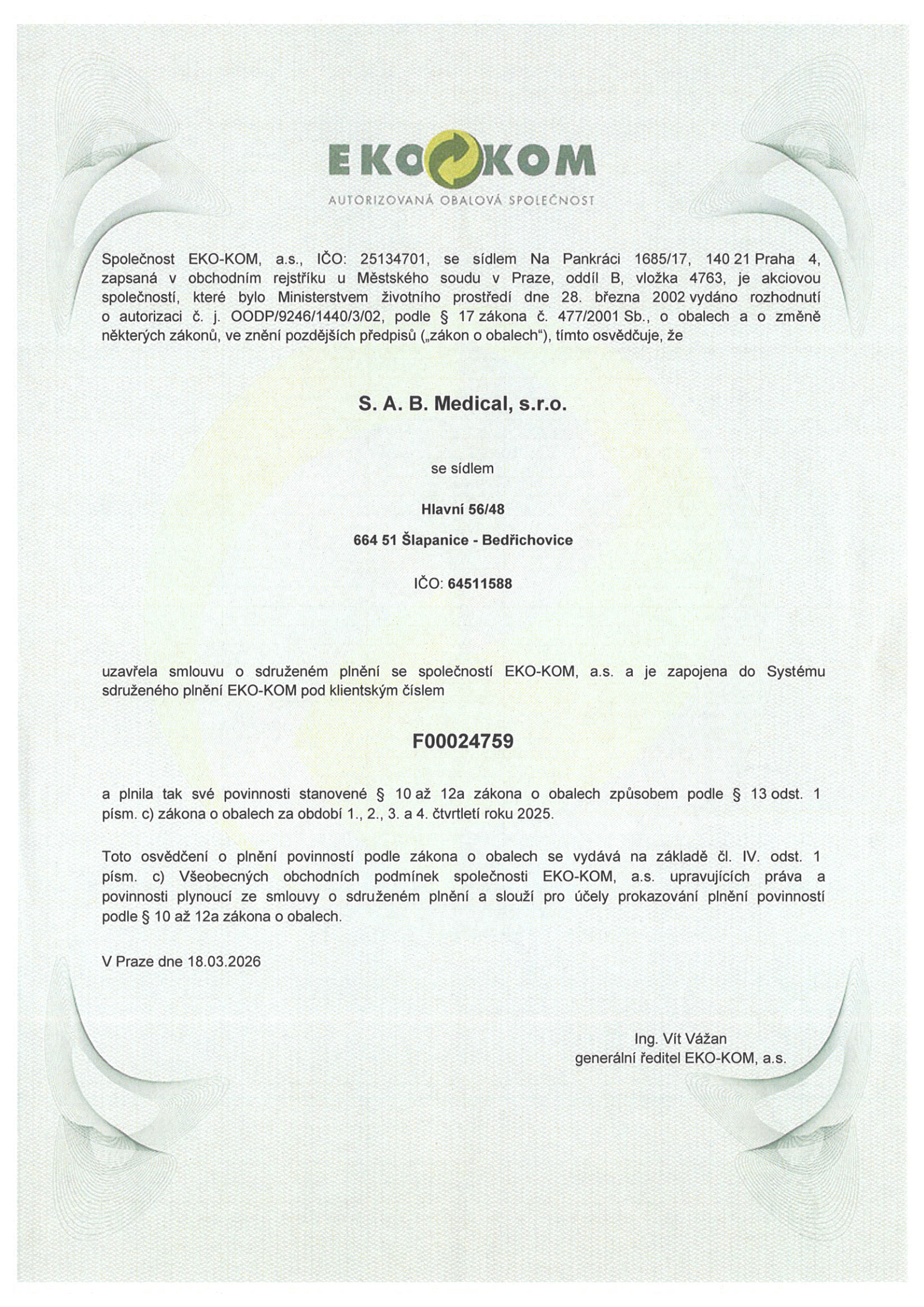 EKO-KOM certifikát