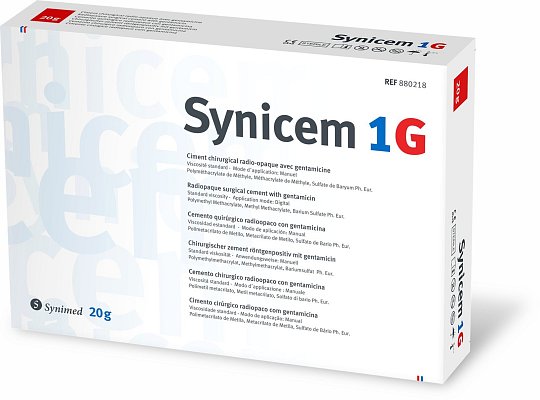 Kostní cement s antibiotikem pro ruční přípravu a aplikaci (Synicem 1G)