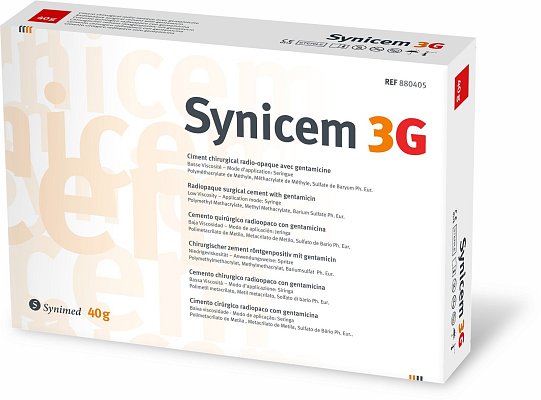 Kostní cement s antibiotikem pro aplikaci stříkačkou (Synicem 3G)