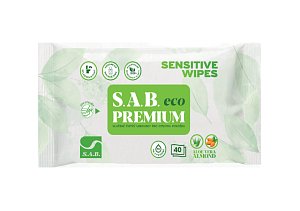 S. A. B. eco Premium, vlhčené ubrousky, macerovatelné a splachovatelné, 5 balení